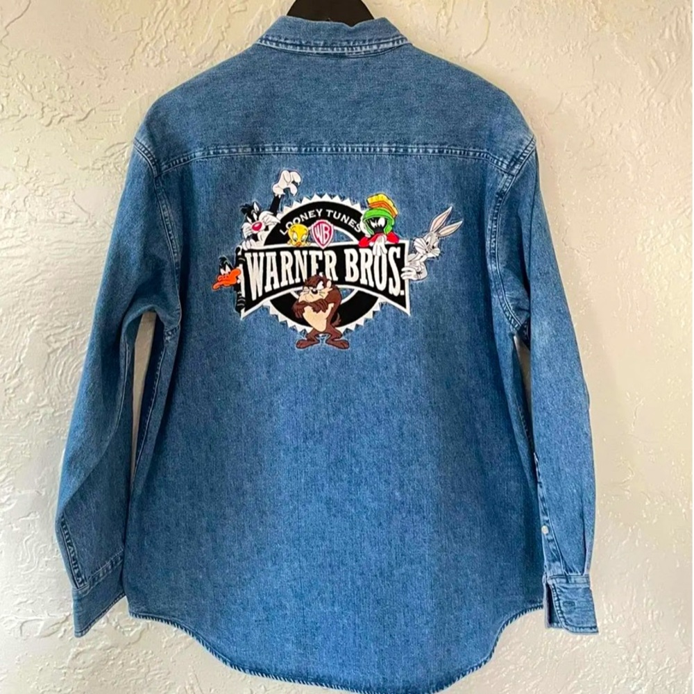 Vintage 1990s Warner Brother’s embroidered denim shirt